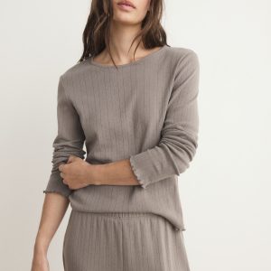 Two-piece openwork cotton pajamas