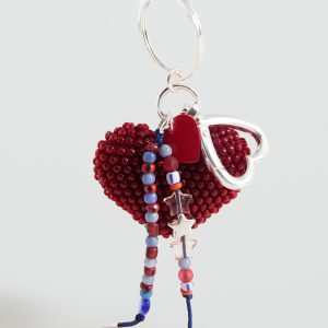 Beaded heart keychain