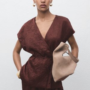 Double-breasted crinkled-effect vest