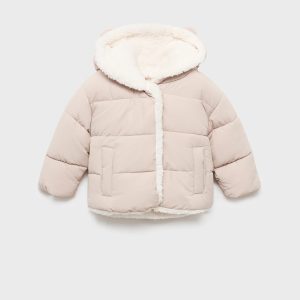 Padded anorak with fur-effect interior