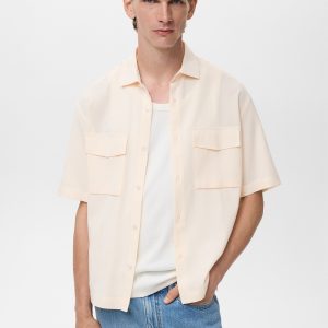 Regular-fit cotton shirt with pocket