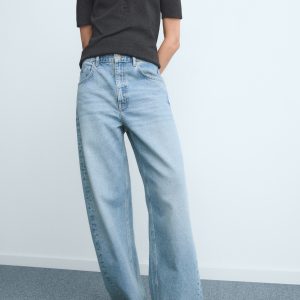 Mid-rise barrel jeans