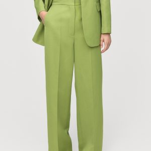 Straight-fit linen-blend suit pants