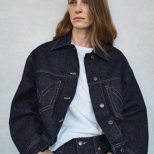 Denim jacket with decorative stitching
