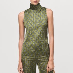 Satin blouse with geometric print