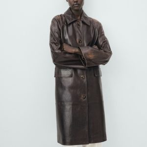 100% leather full-length coat