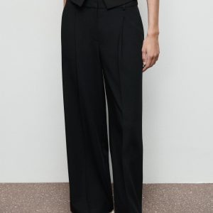 Pleated wide leg trousers
