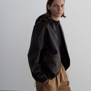 100% leather jacket with hood