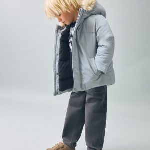 Anorak with shearling-effect hood