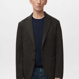 Slim-fit micro-check jacket