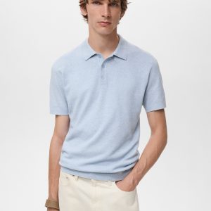 Structured knitted slim-fit polo shirt