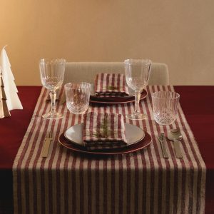 100% linen striped table runner