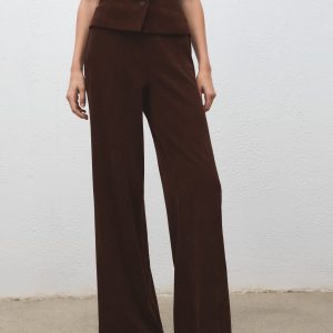 Corduroy pants with elastic waist