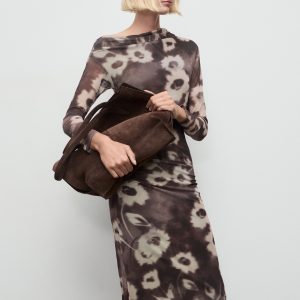 Asymmetrical floral-print dress