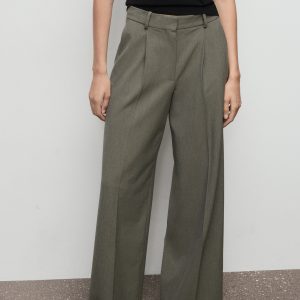 Pleated straight-leg suit pants