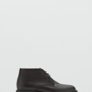 Lace-up leather ankle boots