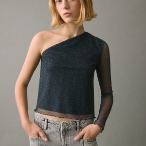 Stars print tulle T-shirt