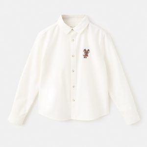 Shirt with reindeer embroidery