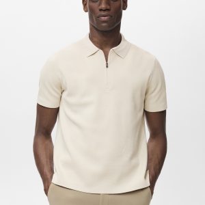 COOLMAX® fine-knit polo shirt with zipper