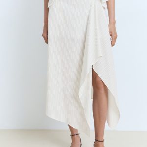 Striped asymmetric skirt