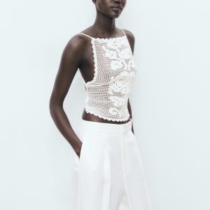 Open-back crochet top