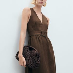 Belt linen dress