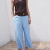 Cropped linen-blend pants
