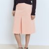 Cotton midi-skirt with pleat detail