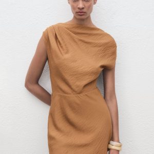 Asymmetric draped gown