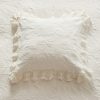 Jacquard cotton bed cushion cover with voile frill and lace trim 50x50 cm