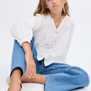 Wideleg low frayed hem jeans