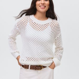 Knit sweater with lace pattern