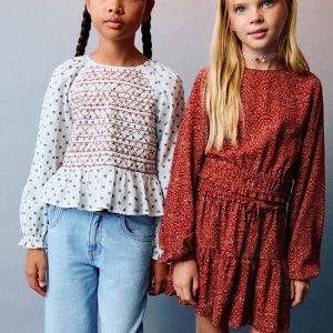 Embroidered printed blouse