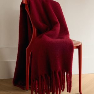Carded wool blend melange throw