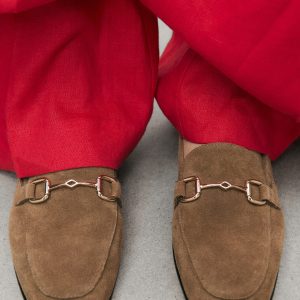 Suede moccasins with buckle