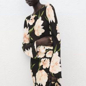 Floral-print dress with bell sleeves