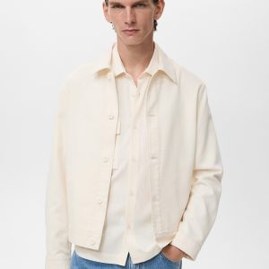 Straight cotton jacket with buttons