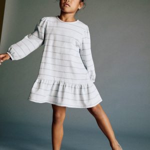 Striped cotton-blend dress