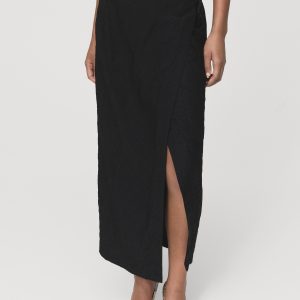 Creased-effect wrap-around skirt