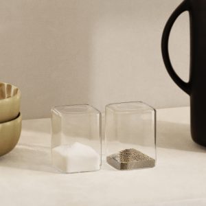 Transparent borosilicate salt and pepper shaker set