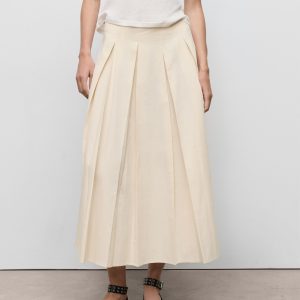 Pleated midi-skirt