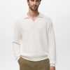 Knitted structured polo sweater
