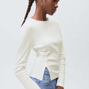 Gathered cotton t-shirt