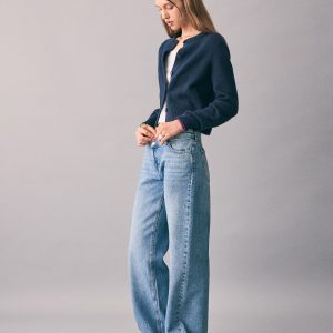 Cross-waist jeans