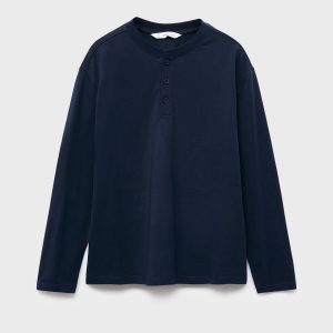 Buttoned cotton T-shirt
