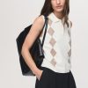 Argyle-pattern polo neck vest