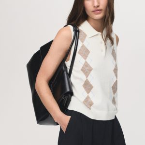 Argyle-pattern polo neck vest