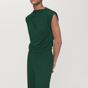 Straight-fit jumpsuit with draped neckline