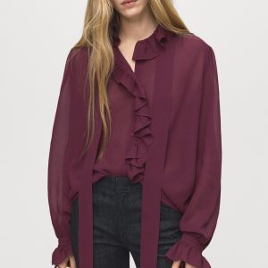 Ruffled blouse with scarf