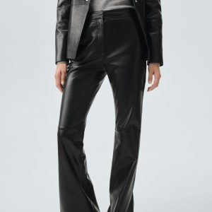100% leather flared pants